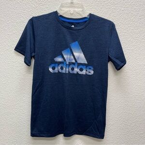 Adidas Youth Medium 10 12 Shirt High Pullover Tee Logo Blue Boys Girls Aeroready